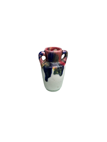 Small Ceramic Colorful Vase With Gold Accents