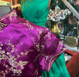 90's Purple Silk Qipao Style Asian Shirt, Size L