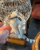Vintage Indo-French White Metal Bird Cage With Hand Made Bird Figurines