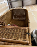 Tall Wicker Porter Chair With Compartment