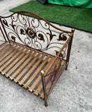 Small Gold Metal Vintage Detailed Dog Bed