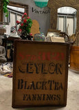 Large Vintage Black Tea Wooden Box With Lining