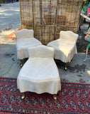 1970s Trompe L'oeil John Dickinson Set of 3 Draped Vanity Chairs