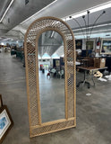 Large Vintage Arched Bamboo Floor Mirror