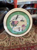 Round Hummingbird Needlepoint in Frame