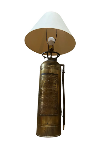 Large Brass Fireman Fire Extinguisher Brass Lamp