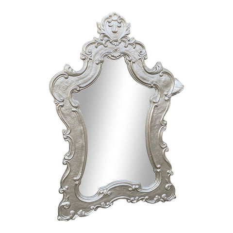 Oversized Silver Wooden Rococo Style Wall Mirror