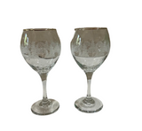 Pair of Gold Rimmed Christmas Themed Wine Glasses