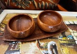 Pair of Hand Carved Bowls and Tray With Pineapple Accents- Set of 3