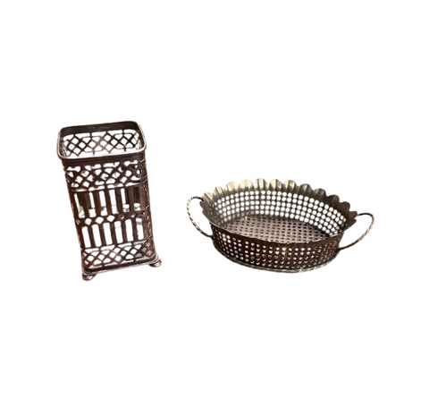 Pair of Small Metal Lace Catchalls