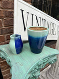 Pair of Blue Two-Toned Pottery Vases