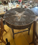 1970s Rustic Farmhouse Style Wooden Side Table With Star Design