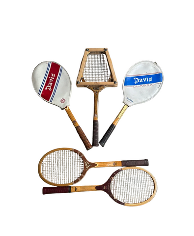 Vintage Collection of Wooden Tad Davis Tennis Rackets With Covers