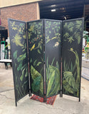 Hand Painted and Signed by the Artist Black Foliage Screen Divider