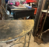 Vintage Metal Demilune Detailed Console Table