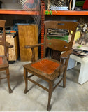 Pair of Vintage Leather Seated Wooden Chairs