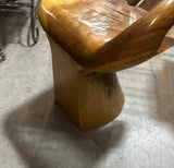 Vintage Hand Carved Natural Wood Hand Chair