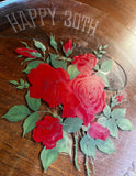 30th Anniversary Roses Glass Round Platter
