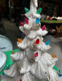 1970s White Light-Up Christmas Tree With Wind-Up Music Box (Rudolph the Red Nosed Reindeer)