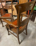 Pair of Vintage Leather Seated Wooden Chairs
