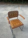 Vintage Chrome and Woven Leather Dining Set With Geometric Glass Top
