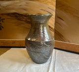 Vintage Hand Made Brown Ceramic Detailed Pottery Vase