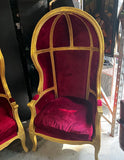 Pair of Gold Trim Red Baroque Porters Chairs