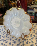 1970s Milk Glass Gold Rimmed Deviled Egg Platter