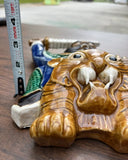 Small Ceramic Warrior and Tiger Decorative Piece