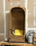 Large Vintage Wicker Porter Chair With Compartment