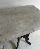 1970s Marble Top Wooden Side Table