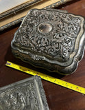 Vintage Collection of Small Silver Jewelry Boxes With Velvet Lining and Catchall- Set of 4