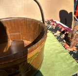 Large Wooden Round Basket With Eagle Accents