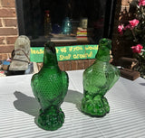 Pair of Green Glass Eagle Decanters