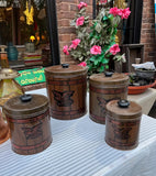 Collection of Metal Jars With Eagle Accents