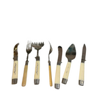 Collection of Silver and White Plastic Serving Utensils- Set of 7