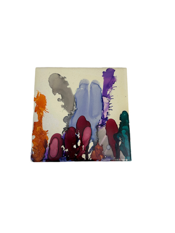 Vintage Colorful Splatter Art Tile Coaster
