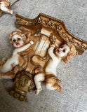 Pair of Cherub Resin Wall Brackets/Sconces With Gold Accents