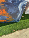 Blue and Orange Abstract Canvas Painting