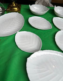 1970s Collection of Milk Glass Leaf Design Serving Dishes- Set of 14