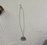 Silver Necklace With Elephant Pendant and Turquoise Stone Accent