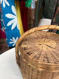 Handmade Vintage Large Wicker Basket With Matching Lid