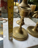 Brass Trio of Desk Accessories Candleholders and Vase