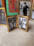 Trio of Double Framed Folding Gold Picture Frames
