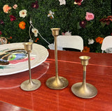 Trio of Simple Brass Skinny Candlestick Holders
