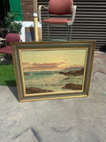 Large Seascape Ocean Print in Gold Frame