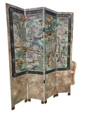 Vintage Asian Style Screen With Bird and Foliage Details