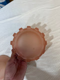 Art Deco Frosted Pink Depression Glass Catchall and Lid With Bust Details