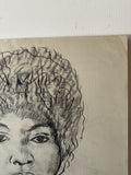 Beautiful African-American, Black and White Sketch of Woman With Earrings