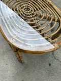 Boho Chic Wicker Side Table With Glass Top